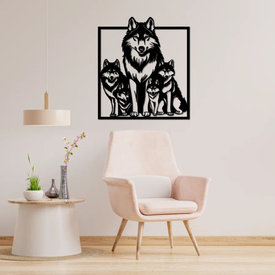 Cuadro de Madera Familia de Lobos - Imagen 5