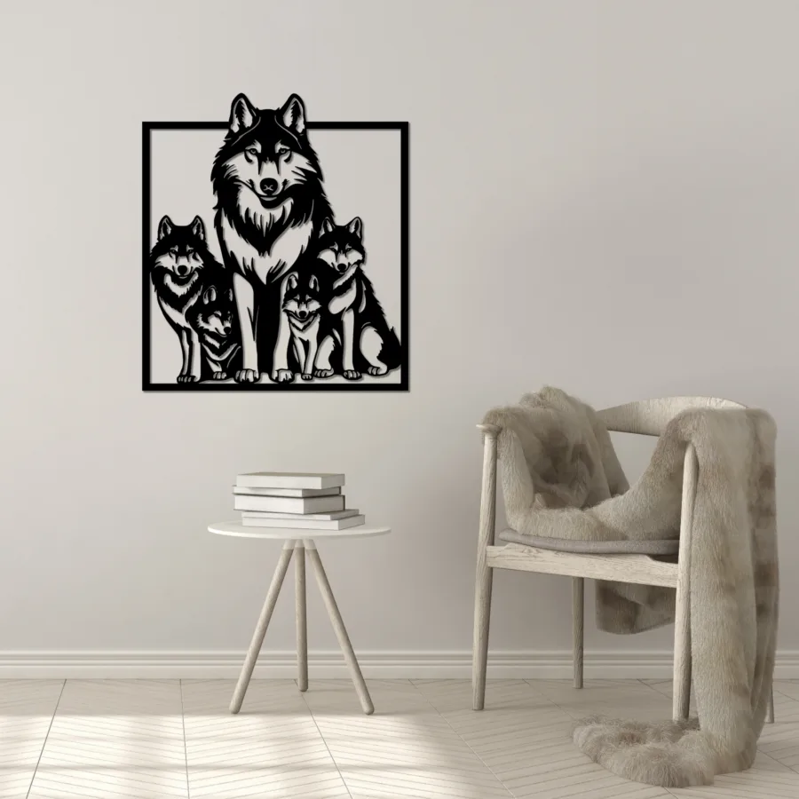 Cuadro de Madera Familia de Lobos - Imagen 7