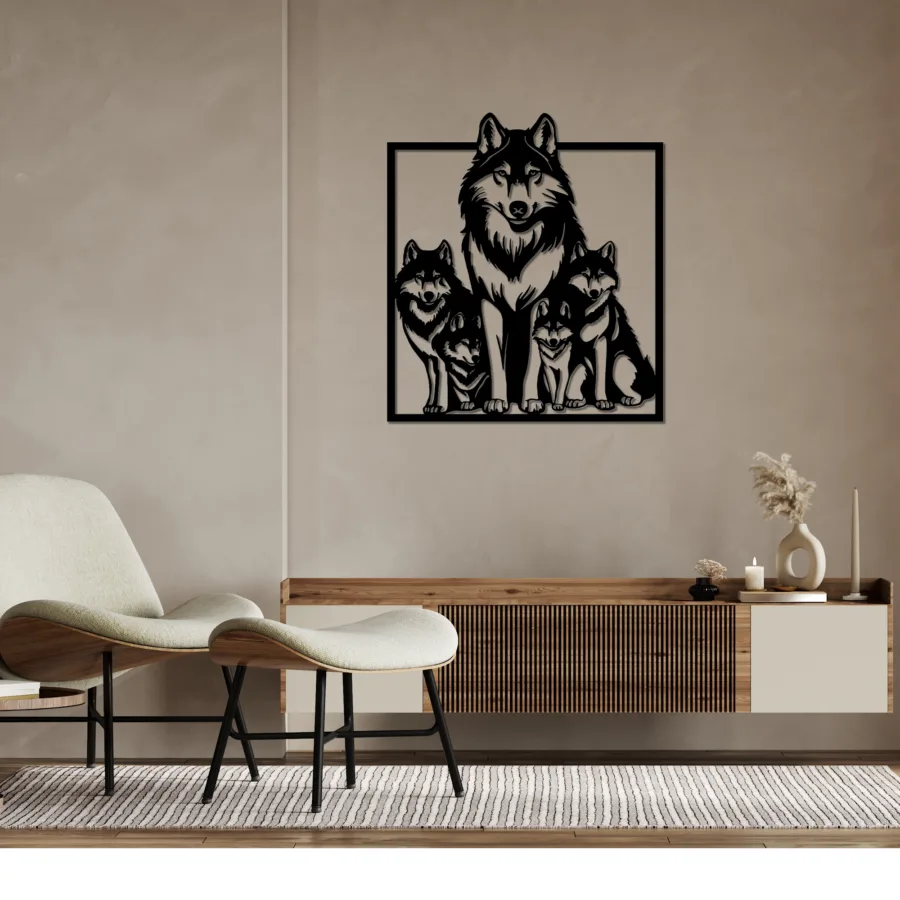 Cuadro de Madera Familia de Lobos - Imagen 8