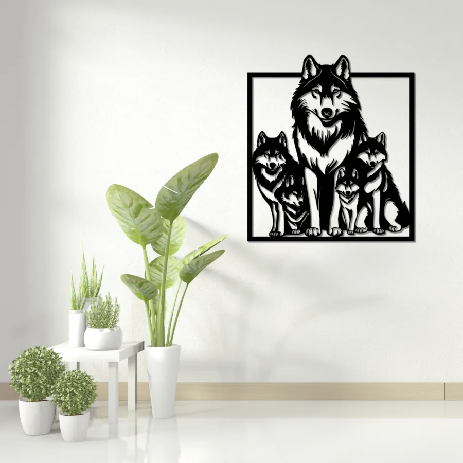 Cuadro de Madera Familia de Lobos - Imagen 4