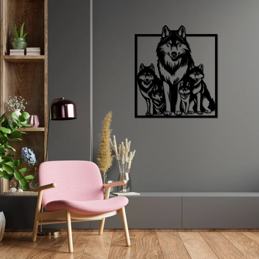 Cuadro de Madera Familia de Lobos - Imagen 6