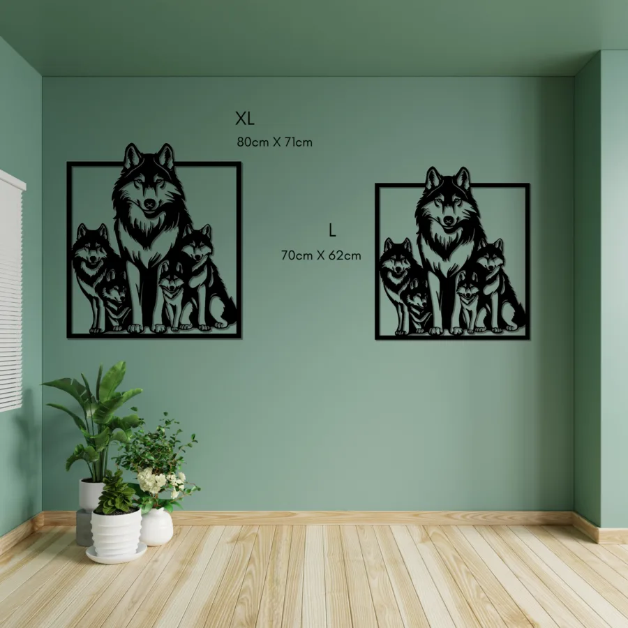 Cuadro de Madera Familia de Lobos - Imagen 2