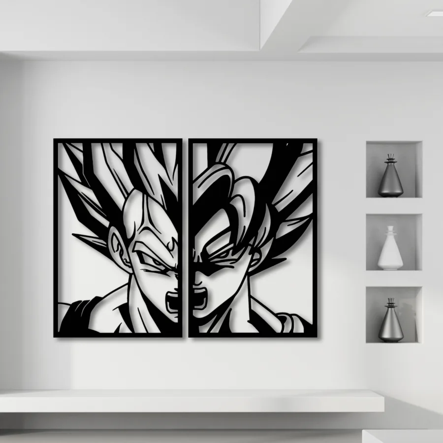 Cuadro en madera Goku y Vegeta Super Saiyan 
